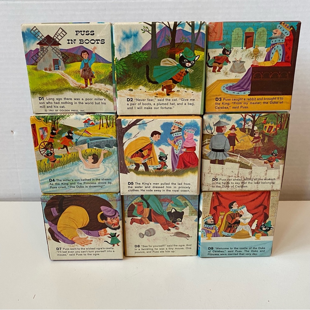 Vintage 1961 Playskool Golden Book Fairy Tale Story Picture Puzzle Blocks - Picture 13 of 14